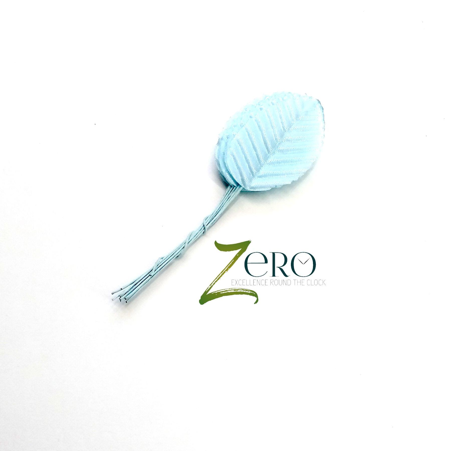 Bunch of 10 Pcs Hand Made Fabric Leaves - Light Blue Color