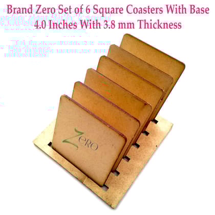 Brand Zero Set Of 6 Square Coasters With Stand - Pack of 6 Coasters And 1 Piece Stand