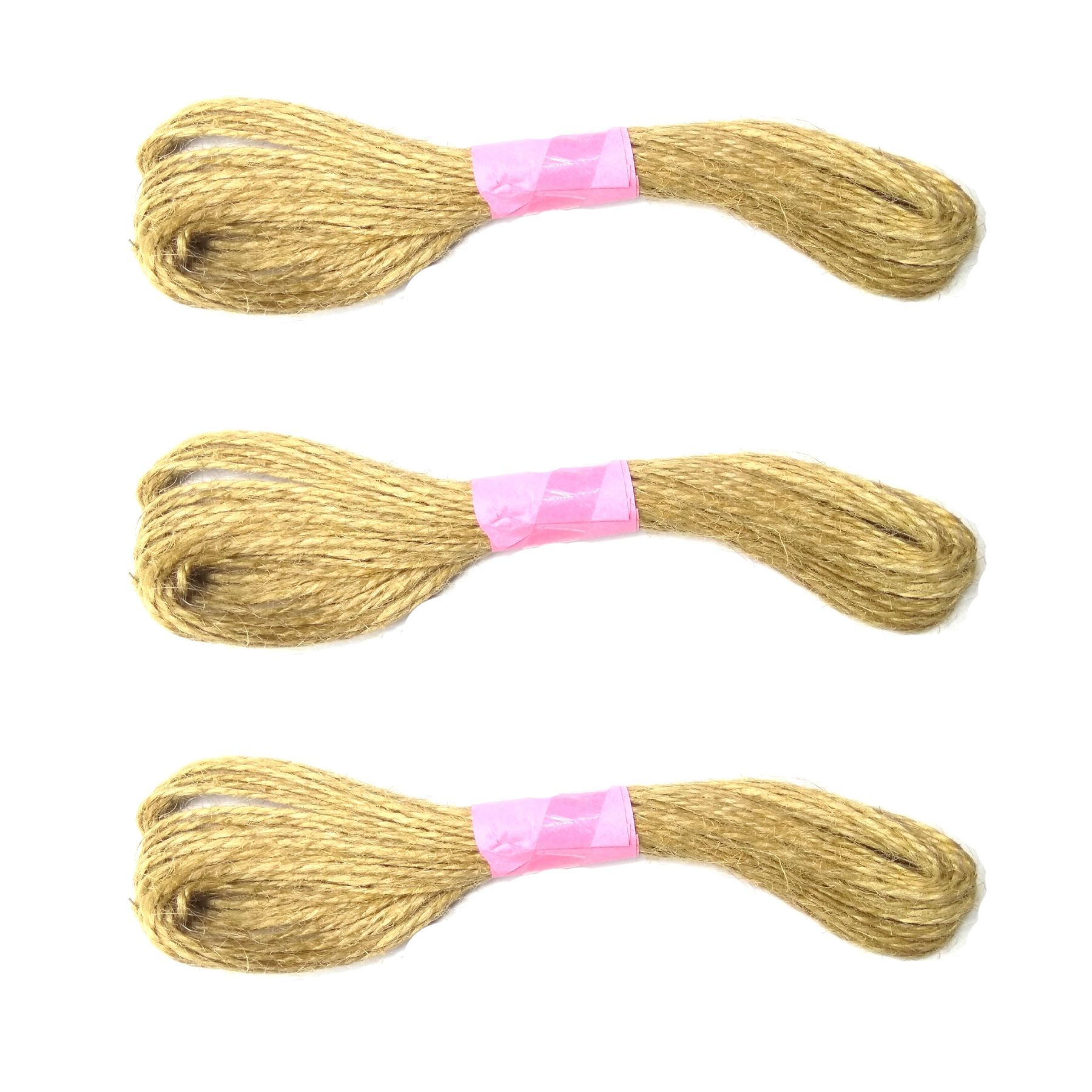 Jute Twine String 10 Meter Roll - Natural Color 2 Ply - 2mm Diameter Combo of 3 Pcs