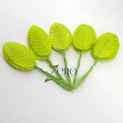Bunch of 50 Pcs Hand Made Fabric Leaves - Light Green Color