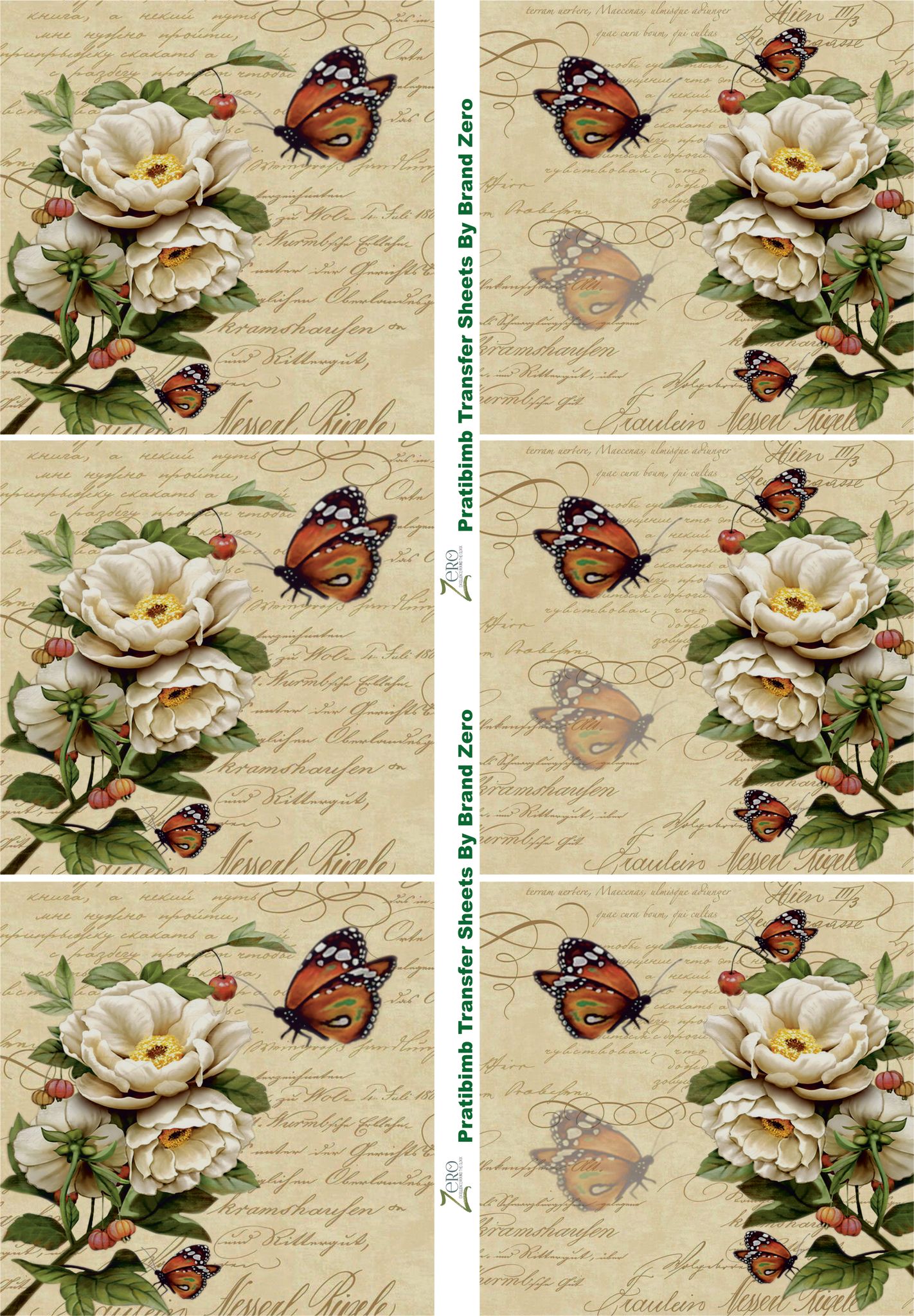 Brand Zero Pratibimb Transfer Sheets - Vintage Floral