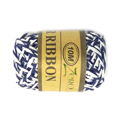 Double Color Paper Twine String 10 Meter Roll - Prussian Blue White 2 Ply - 2mm Diameter