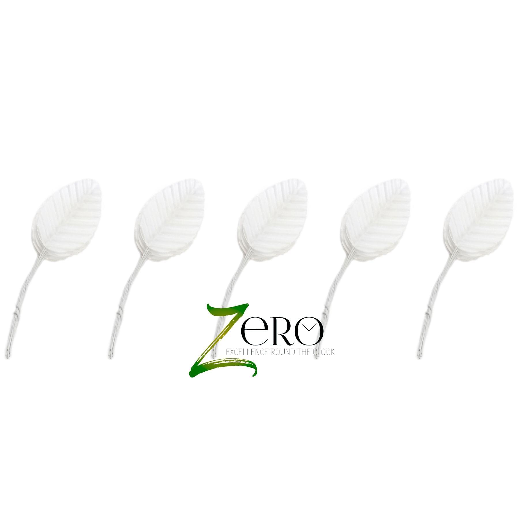 Bunch of 50 Pcs Hand Made Fabric Leaves - White Color