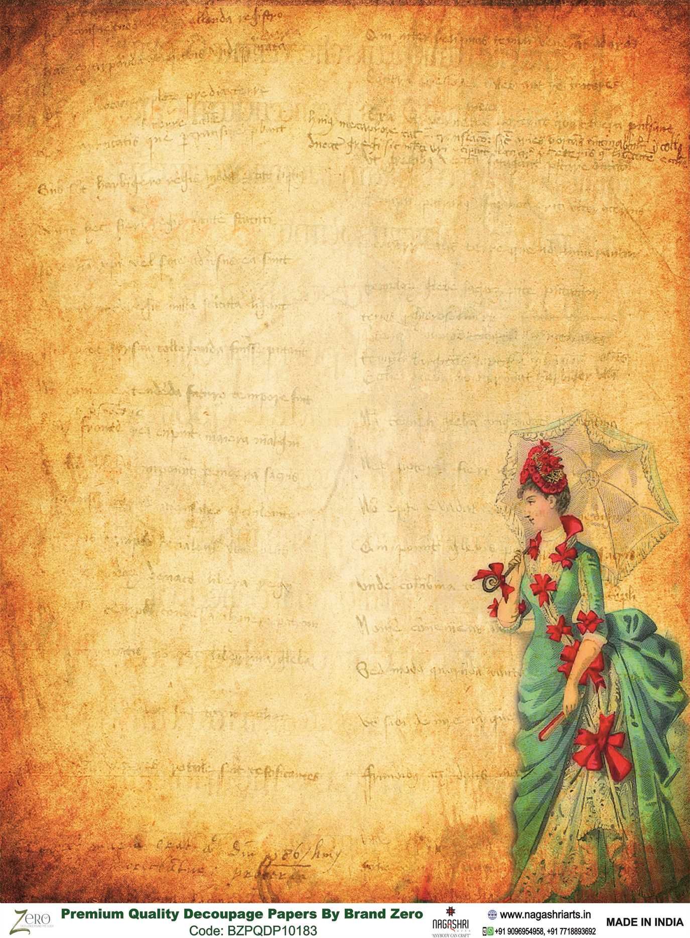 Brand Zero Premium Quality Decoupage Paper Pack of Two - Design Code: BZPQDP10183