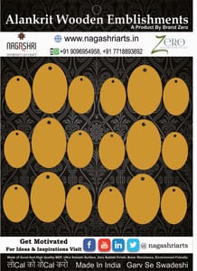 Brand Zero MDF Oval Shape Pendant And Earrings Jewelry Base - Six Sets of Pack of 3 Pcs Set