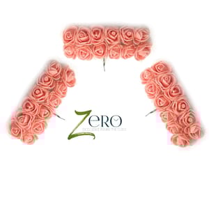 Bunch of 36 Pcs Hand Made Foam Flower Small - Orangeish Pink Color