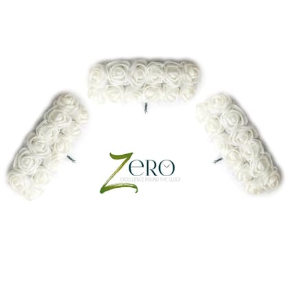 Bunch of 36 Pcs Hand Made Foam Flower Small - White Color