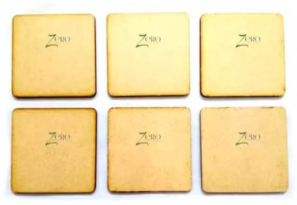 Brand Zero MDF Square Coaster - 4 Inches - Pack of 6 Pcs
