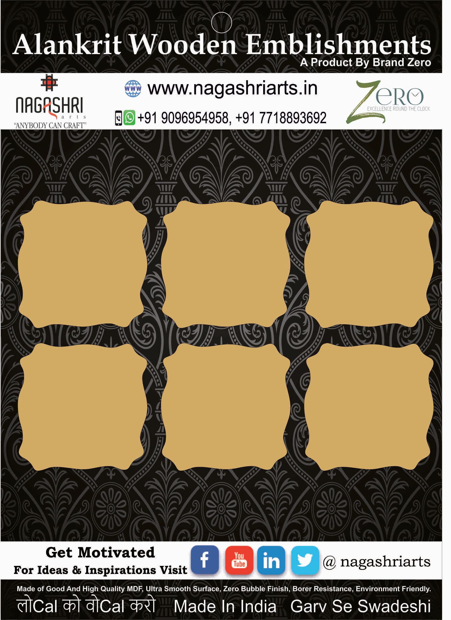 Brand Zero MDF Wonky Coasters - Pack of 6 Pcs