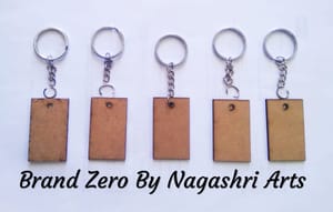 Brand Zero MDF Key Chain Rectangle Design - Combo Of 5 Pcs - Select Your preferred Size & Thickness