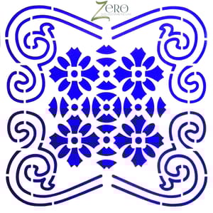 Imported Stencils- 5"*5"- Floral With Boarders Pattern Background 2