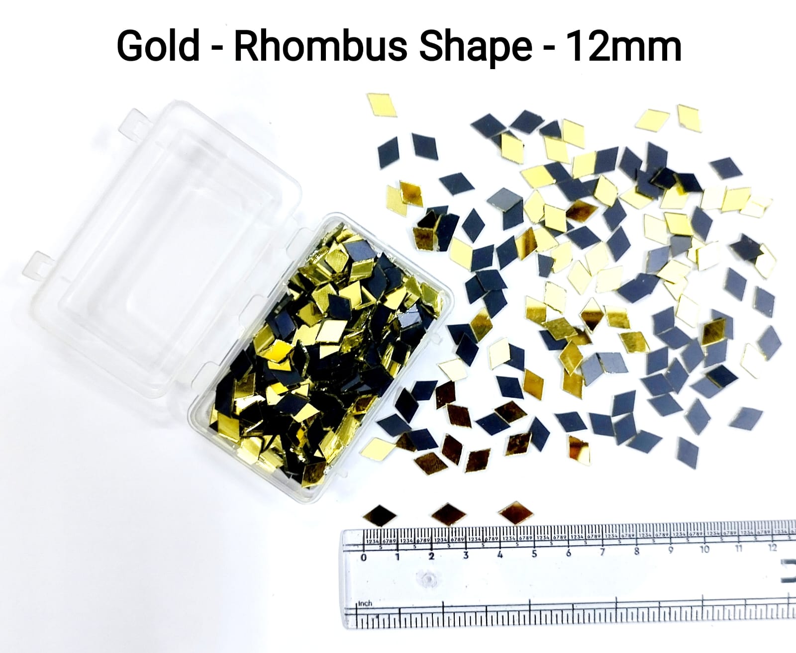 Gold Mirror Cutouts for Lippan Art - Rhombus Shape - 12mm - Select Your Quantity