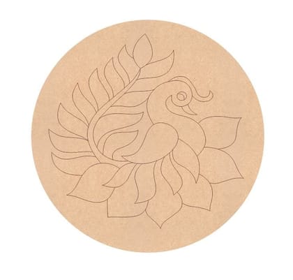 Brand Zero Pre Marked MDF Base - Peacock Right Facing Design 2 - Select Your Preference Of Size & Thickness