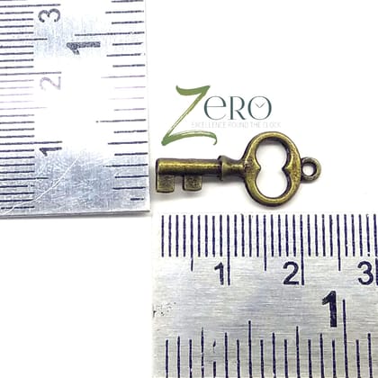 Brand Zero Vintage Metal Charms - Key Design 1 - Pack of 10 Pcs - 22mm*10mm*2mm