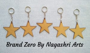 Brand Zero MDF Key Chain Star Design - Combo Of 5 Pcs - Select Your preferred Size & Thickness