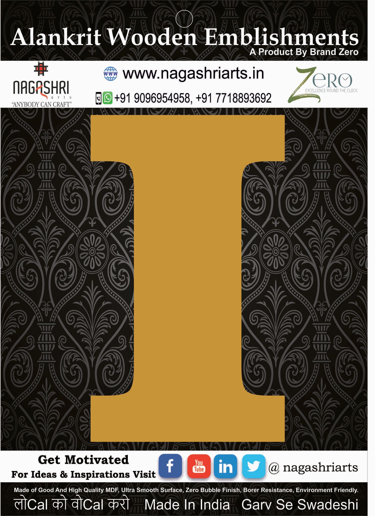 Brand Zero Alphabets, Numbers, Monograms - Upper Case I - CLBBT Font - Select Your Preference