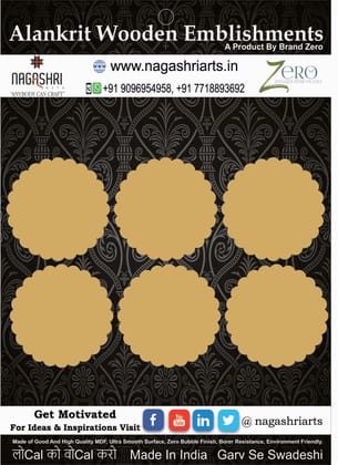 Brand Zero MDF Scallop Cutie Pie Coasters - 6 pcs