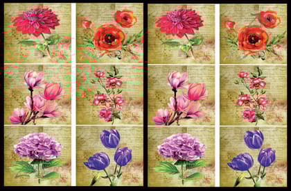 Brand Zero Luxury Speciality Decoupage Paper - Vintage Floral Love 2 Tiles