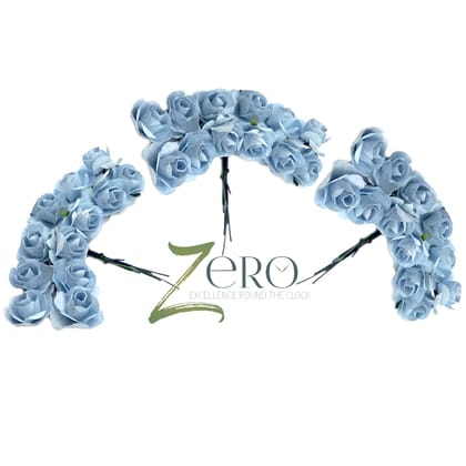 Bunch of 36 Pcs Hand Made Paper Flower - Ash Blue Color