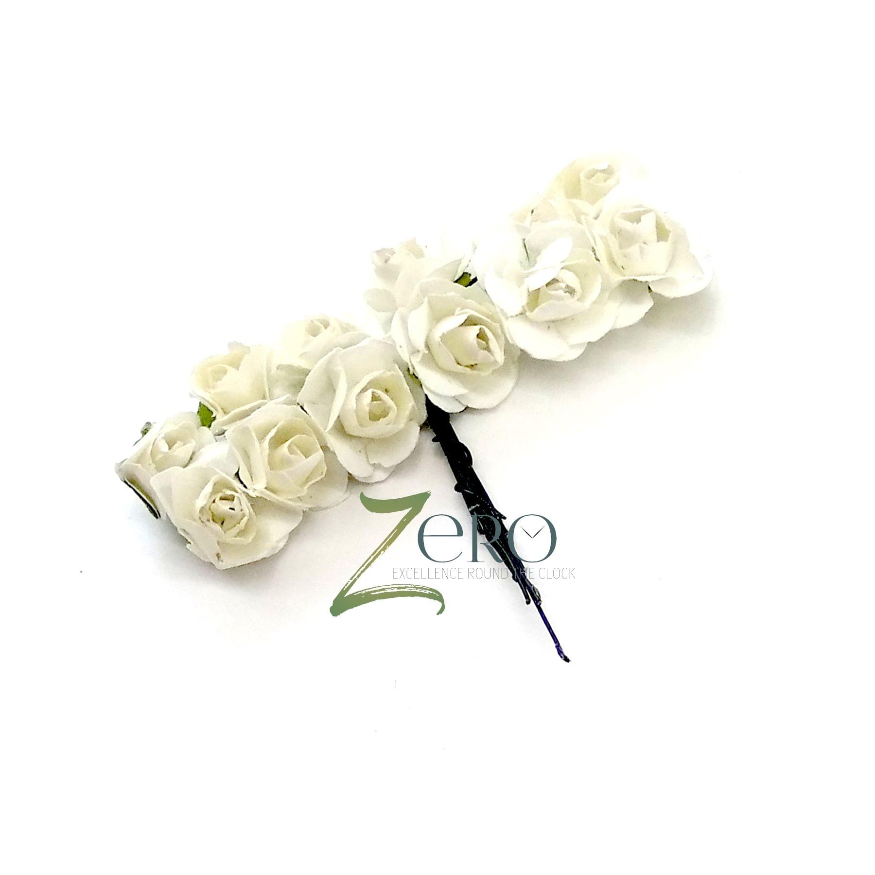 Bunch of 12 Pcs Hand Made Paper Flower - White Color