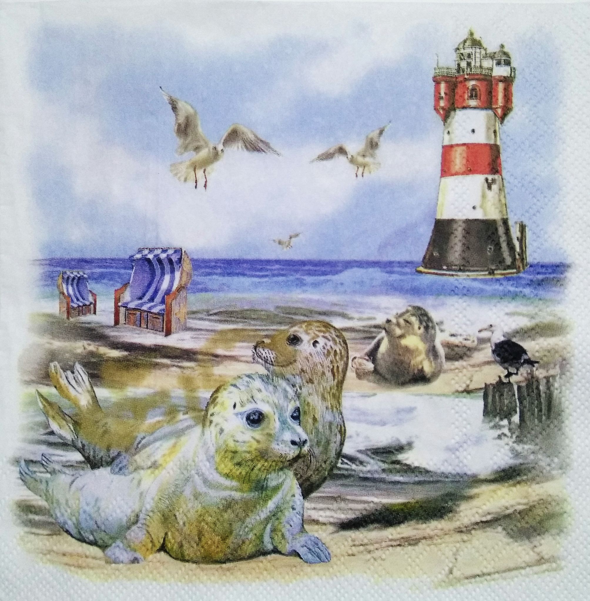 Decoupage Napkin / Tissue papers - 33cm by 33cm - Light House