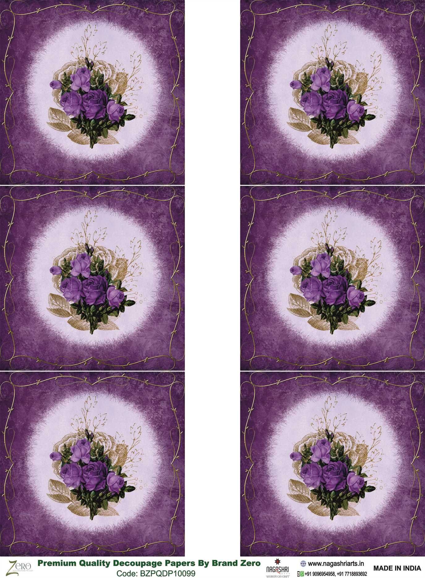 Brand Zero Premium Quality Decoupage Paper Pack of Two - Design Code: BZPQDP10099