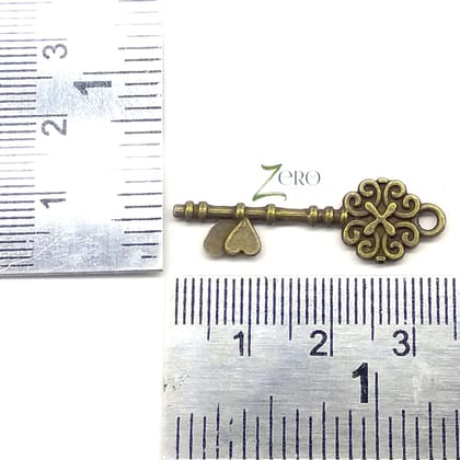 Brand Zero Vintage Metal Charms - Key Design 3 - Pack of 5 Pcs - 33mm*10mm*2mm