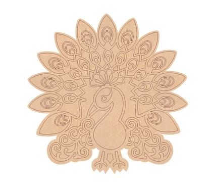 Brand Zero Pre Marked MDF Base - Peacock Left Facing Design 3 - Select Your Preference Of Size & Thickness