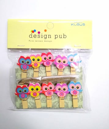 Wooden Photo Clips - Little Owl - 10 Pcs Set