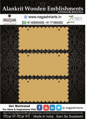 Brand Zero MDF Rectangle Scallop Name Plate - Pack of 3 Pcs