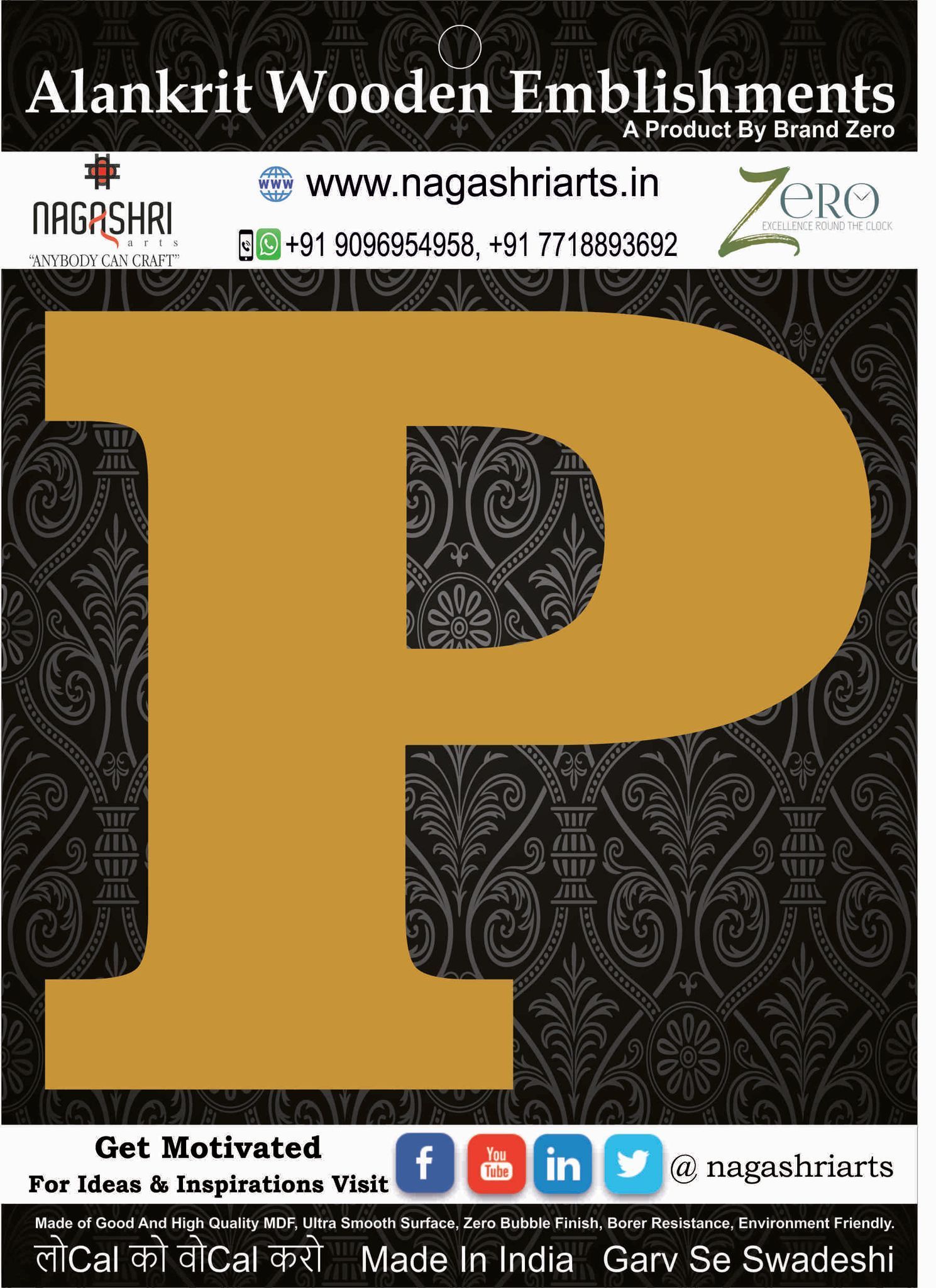 Brand Zero Alphabets, Numbers, Monograms - Upper Case P - CLBBT Font - Select Your Preference