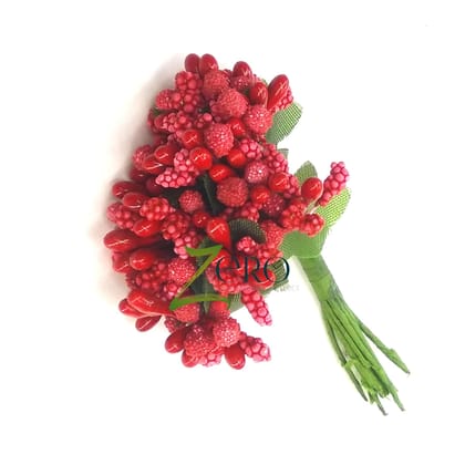 Bunch of 12 Pcs Two Tone Pollan - Charry Red Color