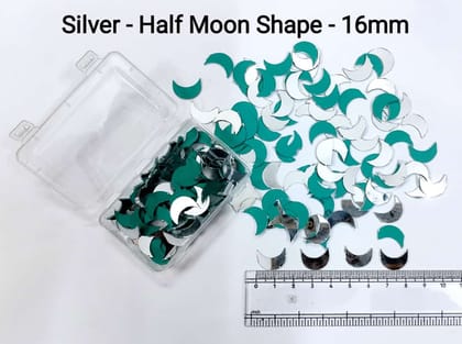 Silver Mirror Cutouts for Lippan Art - Half Moon Shape - 16mm - Select Your Quantity