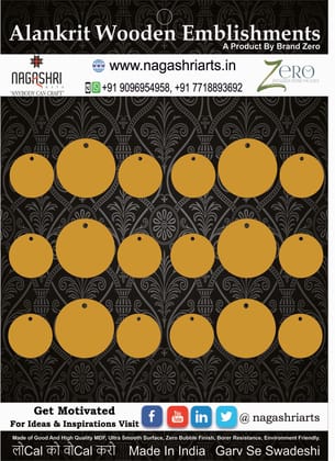 Brand Zero MDF Circle Shape Pendant And Earrings Jewelry Base - Six Sets Of Pack of 3 Pcs