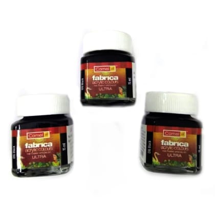 Camlin Kokuyo Fabrica Acrylic Color Ultra - Black 016 - 15 ml - Combo of 3pcs
