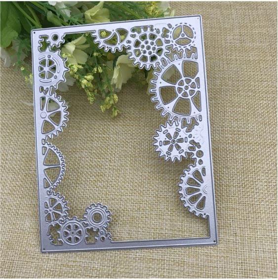 Brand Zero Die - Steampunk Gears Rectangle Frame Metal Cutting Dies 11.0 x 14.2 CM