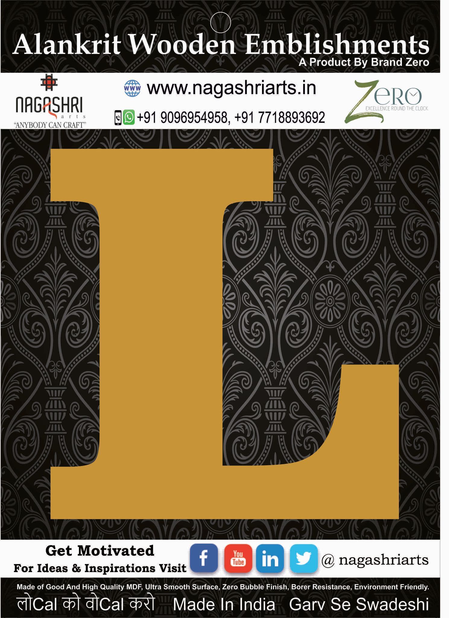 Brand Zero Alphabets, Numbers, Monograms - Upper Case L - CLBBT Font - Select Your Preference