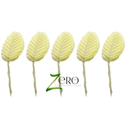 Bunch of 50 Pcs Hand Made Fabric Leaves - Light Yellow Color Bunch of 50 Pcs Hand Made Fabric Leaves - Light Yellow Color