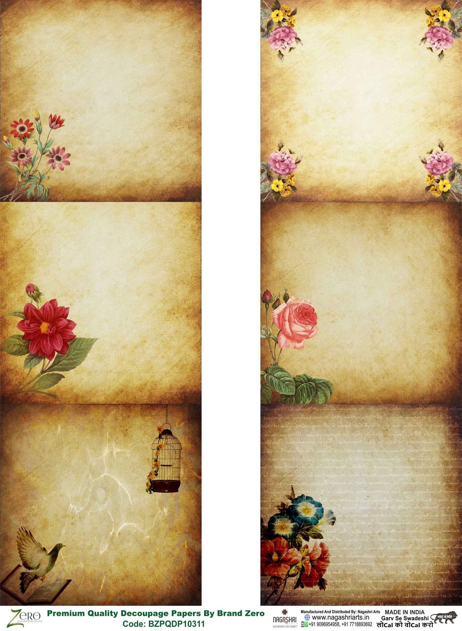 Brand Zero Premium Quality Decoupage Paper Pack of Two - Design Code: BZPQDP10312