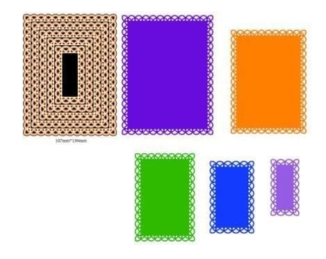 Brand Zero Die - Nested Stitched Scallop Rectangle Frame Metal Cutting Die 10.7 x 13.9 CM