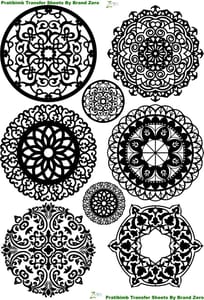 Brand Zero Pratibimb Transfer Sheets - Black Mandala Design 2