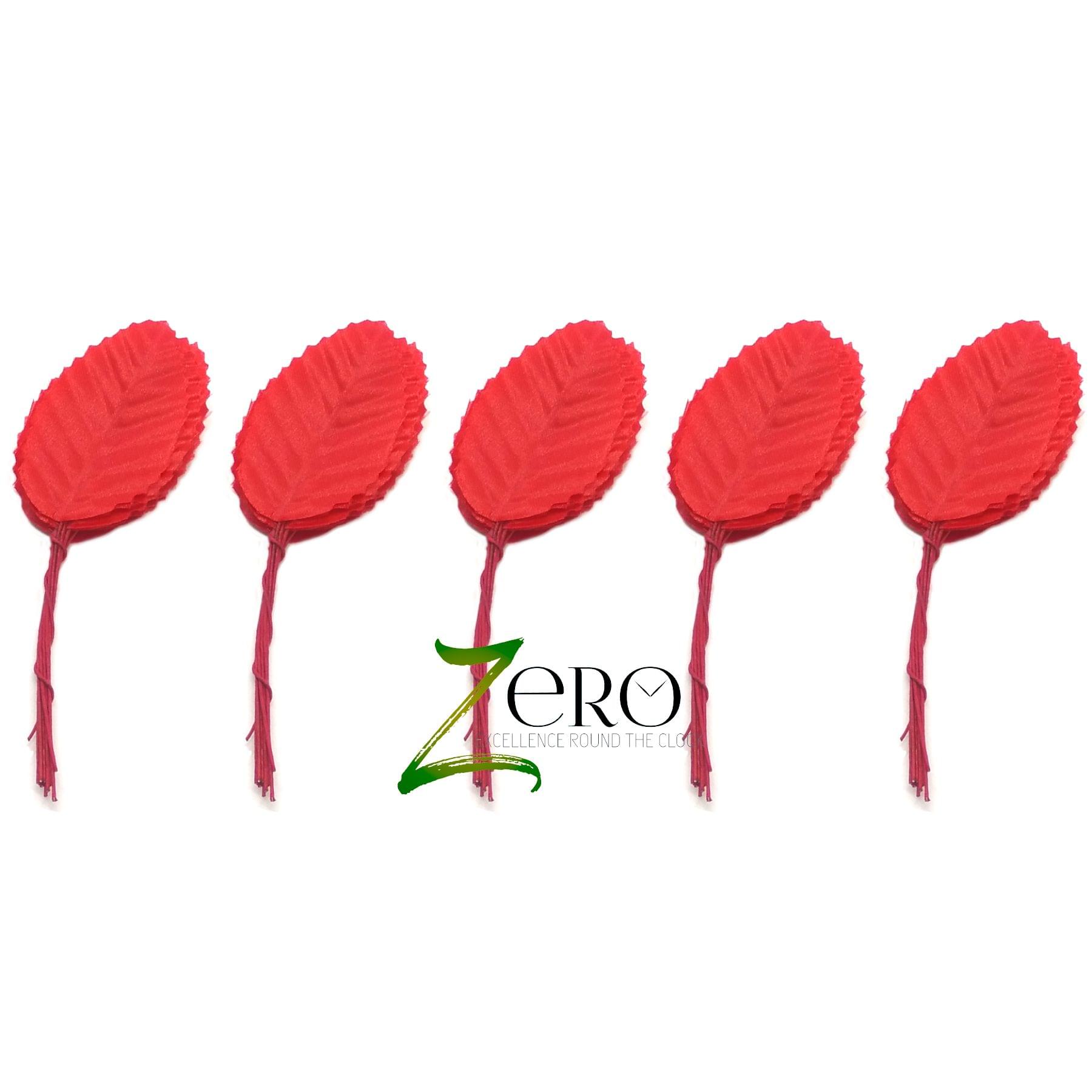 Bunch of 50 Pcs Hand Made Fabric Leaves - Red Color