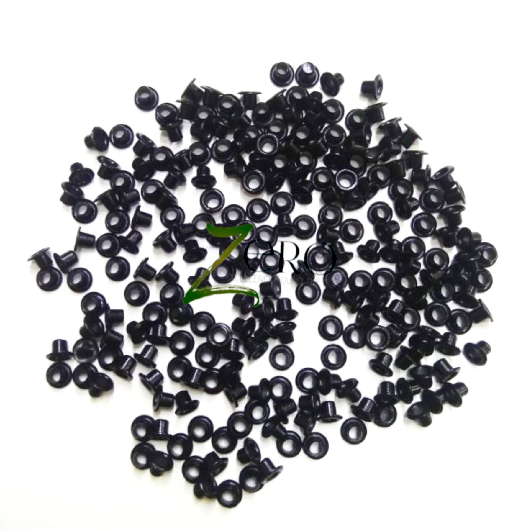 Brand Zero Jet Black Colour Eyelits Standard Size - Pack of 100 pcs