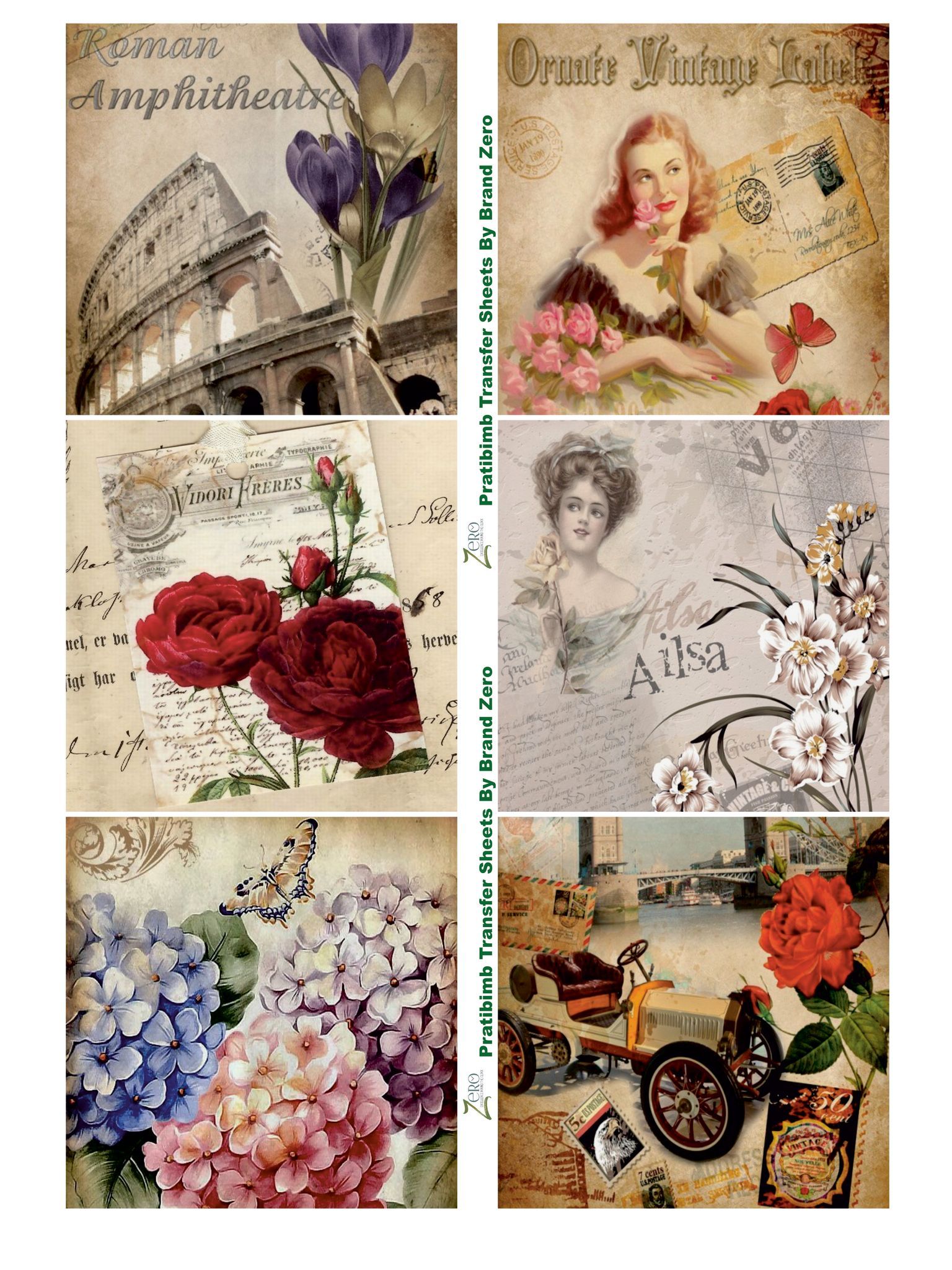 Brand Zero Pratibimb Transfer Sheets - Vintage Butterfly