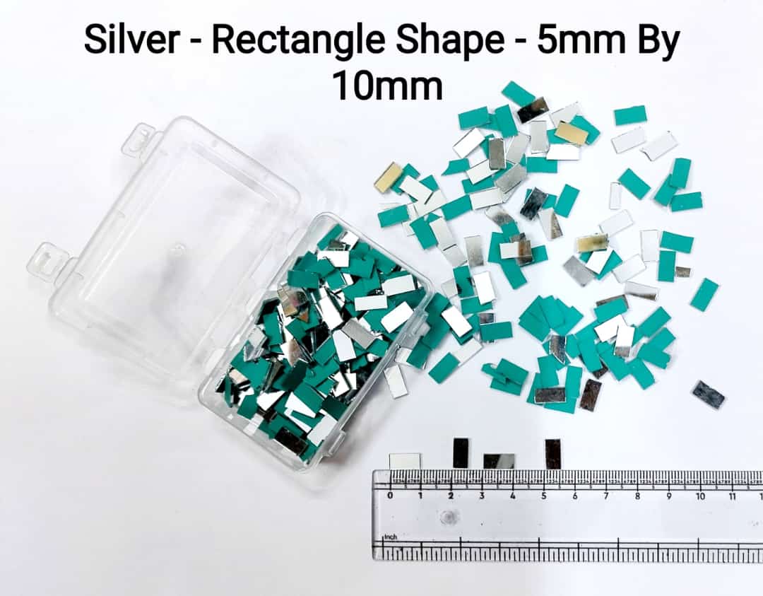 Silver Mirror Cutouts for Lippan Art - Rectangle Shape - 5mm by 10mm - Select Your Quantity
