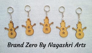 Brand Zero MDF Key Chain Snow Man Design - Combo Of 5 Pcs - Select Your preferred Size & Thickness