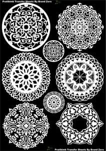Brand Zero Pratibimb Transfer Sheets - White Mandala Design 2