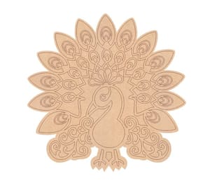 Brand Zero Pre Marked MDF Base - Peacock Left Facing Design 3 - Select Your Preference Of Size & Thickness