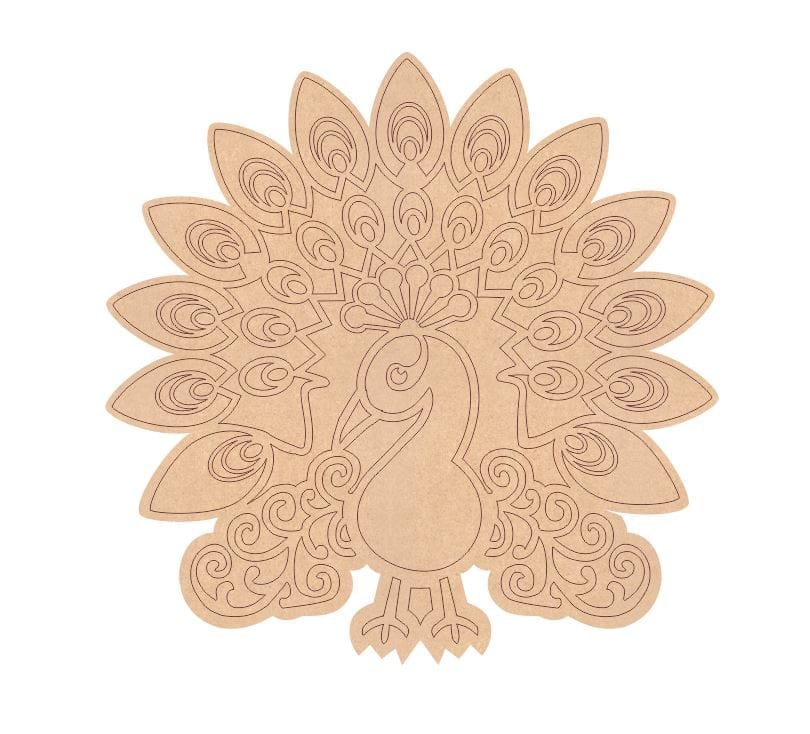 Brand Zero Pre Marked MDF Base - Peacock Left Facing Design 3 - Select Your Preference Of Size & Thickness