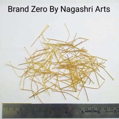 Brand Zero Pack of 20 Gms - 46mm Length Gold Headpins